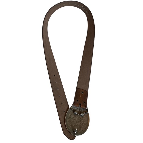 Vintage Classico Italia Leather Belt Sz L 36-38 Ivan Floral Resin Buckle - Picture 4 of 9